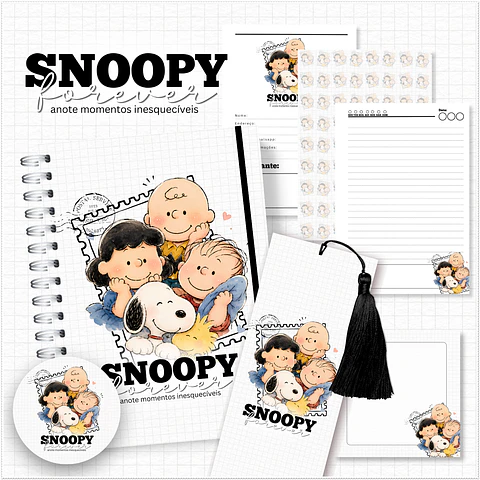 Encadernação - Caderno A5 Snoopy - Coleção Nostalgia