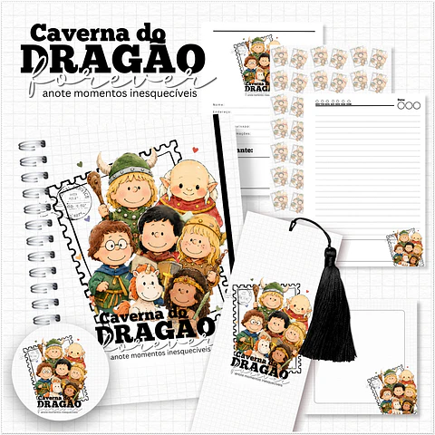 Encadernação - Caderno A5 Caverna do Dragão - Coleção Nostalgia