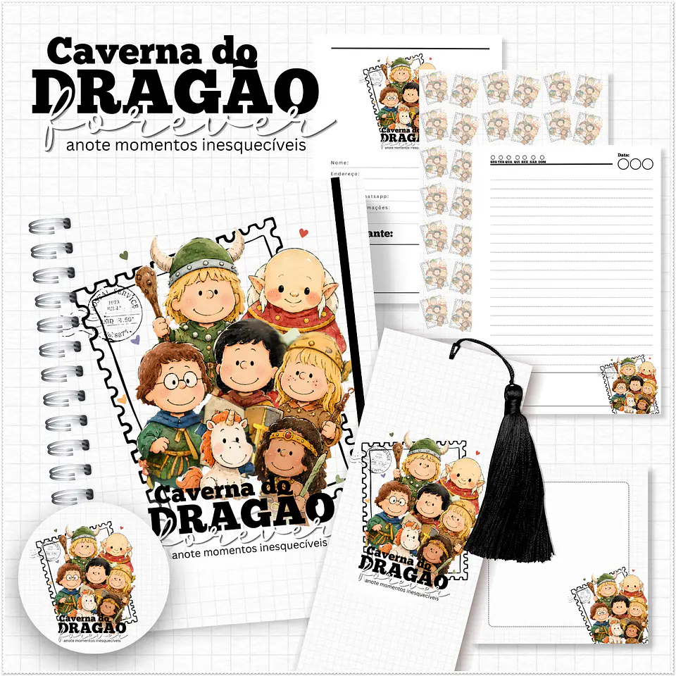 Encadernação - Caderno A5 Caverna do Dragão - Coleção Nostalgia 1