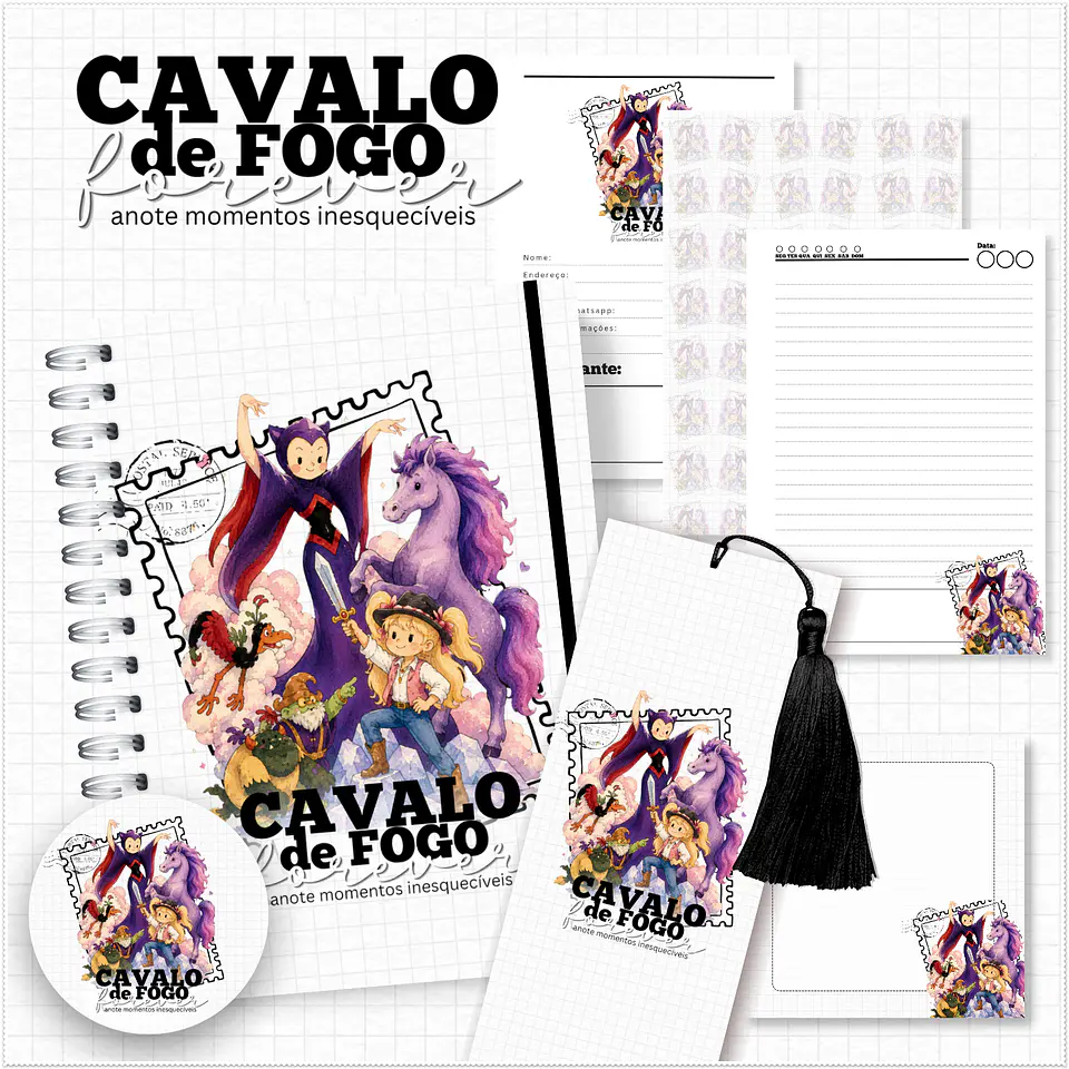 Encadernação - Caderno A5 Cavalo de Fogo - Coleção Nostalgia 1