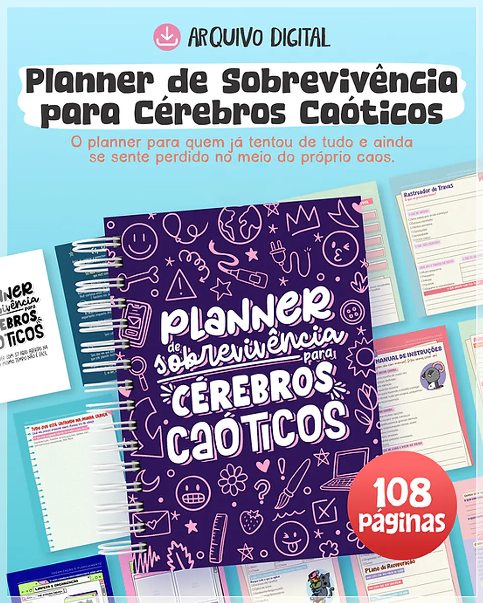 Encadernação - Planner de Sobrevivência para Cérebros Caóticos 1