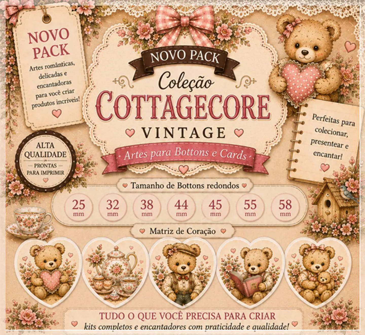 Arquivo de Corte Coleção Bottons Vintage 3 1