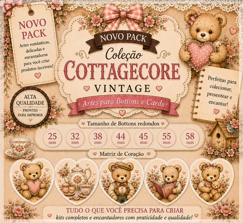 Arquivo de Corte Coleção Bottons Vintage 3 1