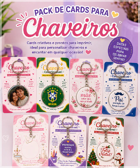 Arquivo de Corte Cards Chaveiros Vários Temas