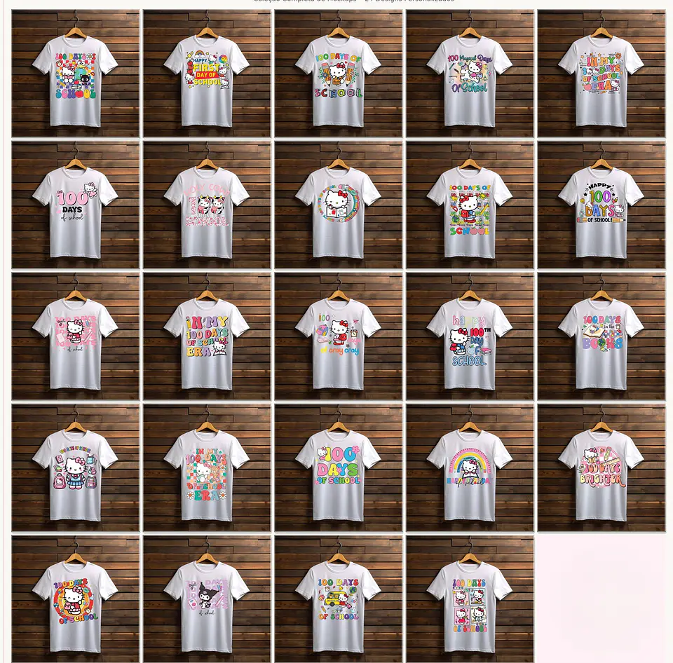 Sublimação - Camisetas Hello Kitty 100 Dias de Aula 1