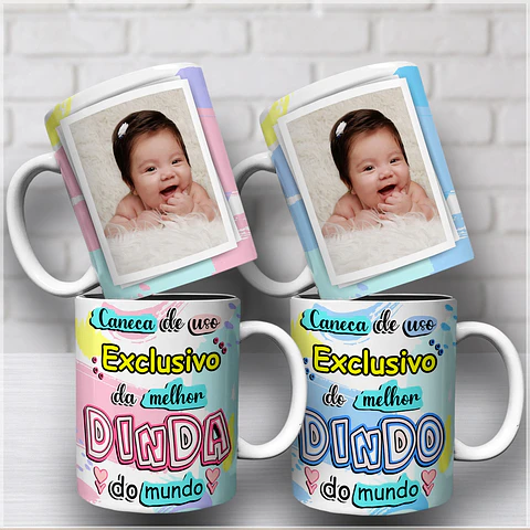 Sublimação - Caneca Dindo e Dinda Com Foto