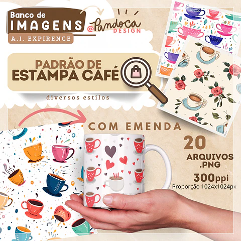 Sublimação - Caneca 20 estampas de Café