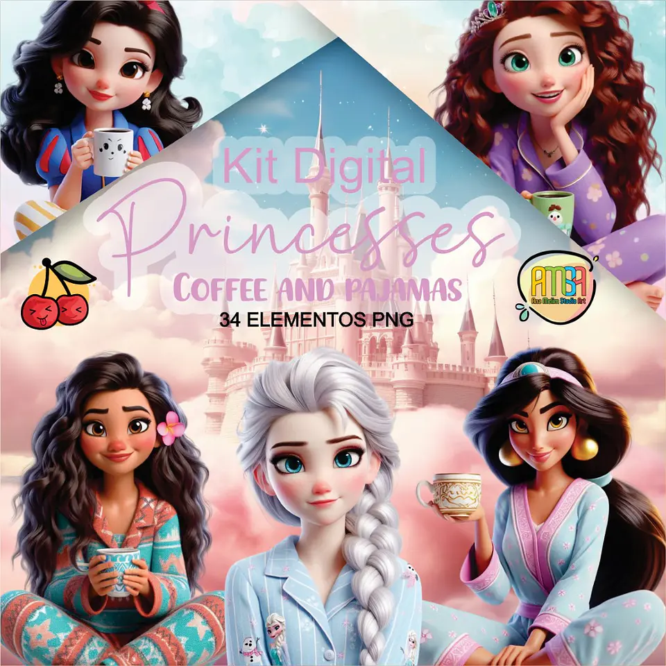 Kit Digital Princesas Coffe And Pijamas 38 1