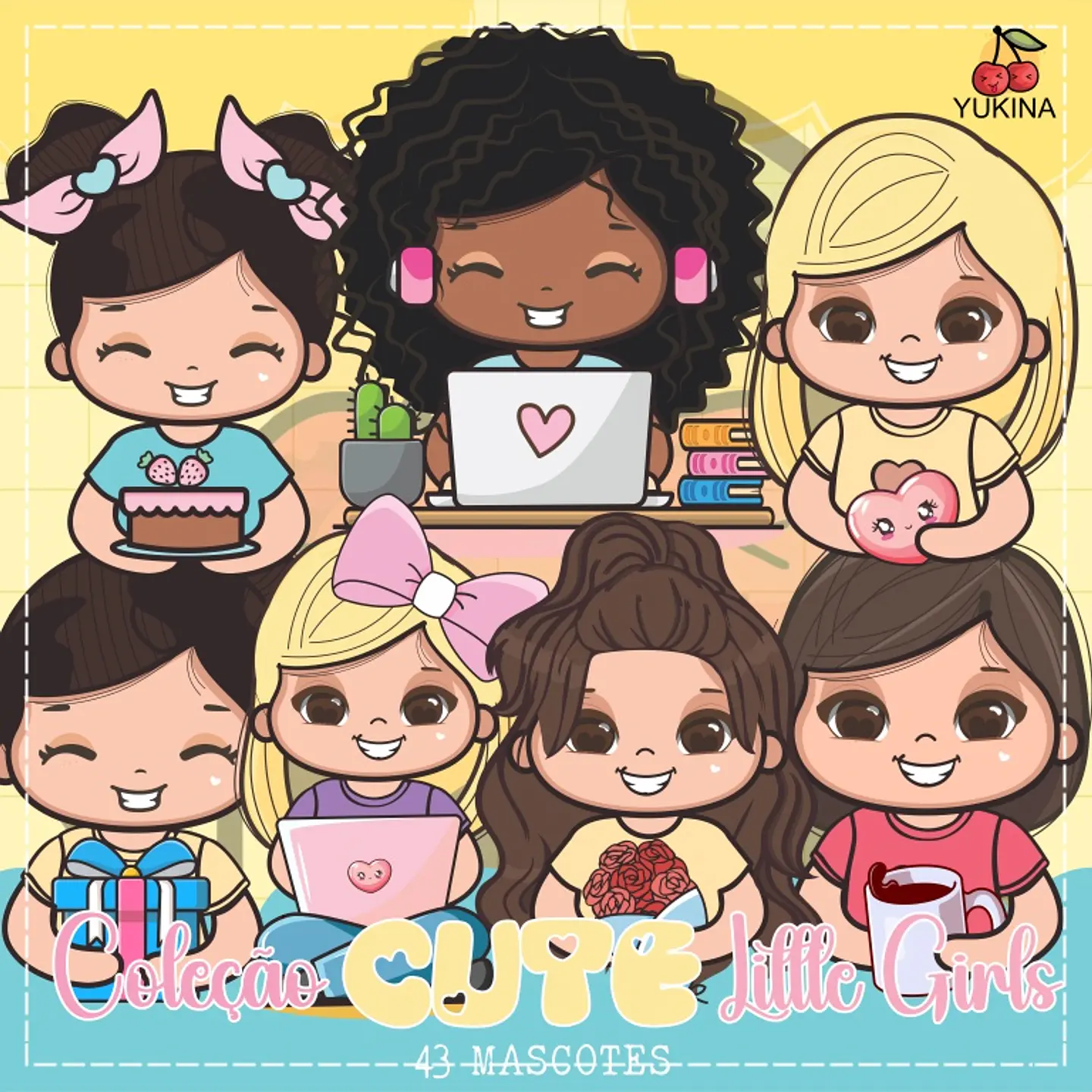 Kit Digital Mascotes Cute Little Girl 31 1