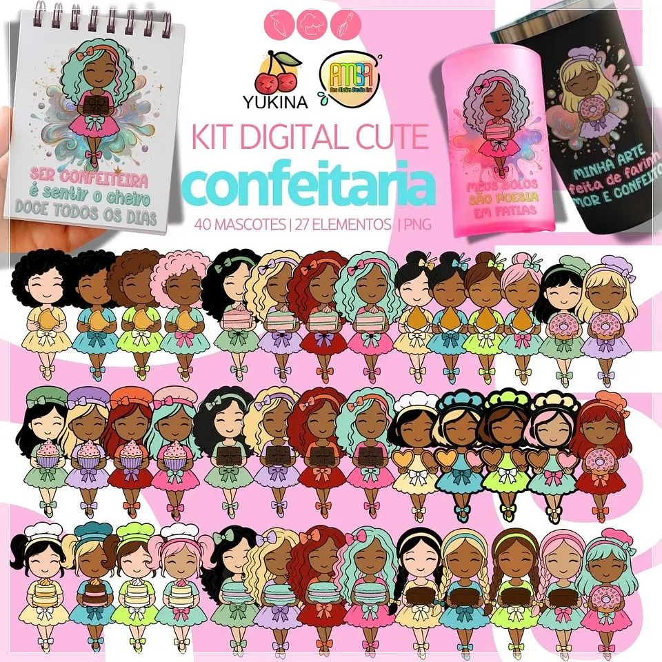 Kit Digital Mascotes Confeitaria Cute 30 1