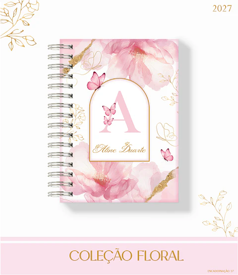 Encadernação - Coleção Enc 17 Floral Rosa