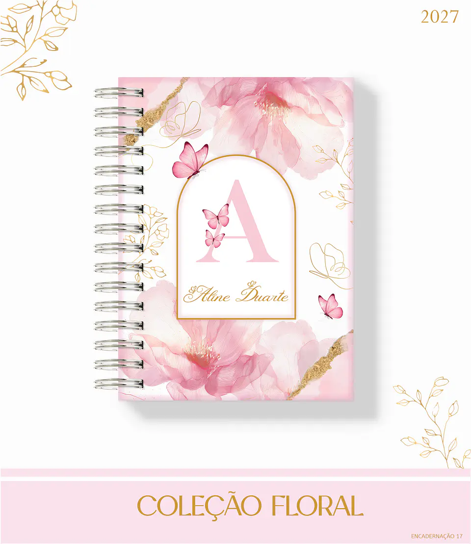 Encadernação - Coleção Enc 17 Floral Rosa 1