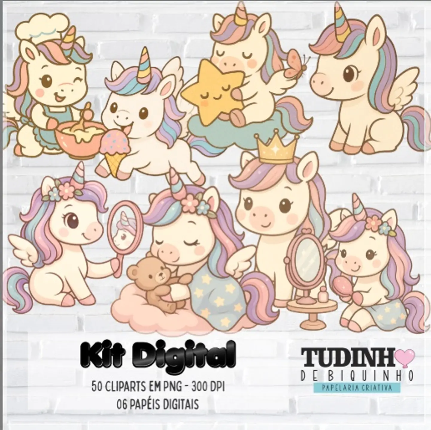 Kit Digital Unicórnio Kawaii 4 1