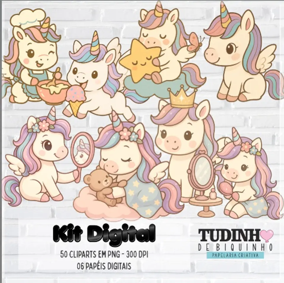 Kit Digital Unicórnio Kawaii 4 1