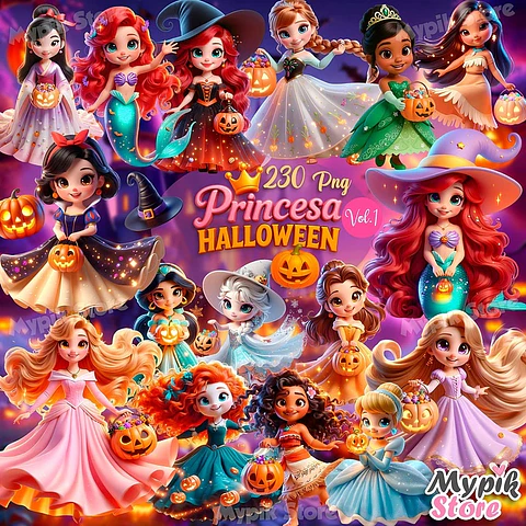 Kit Digital Princesas Disney Halloween Cute 1