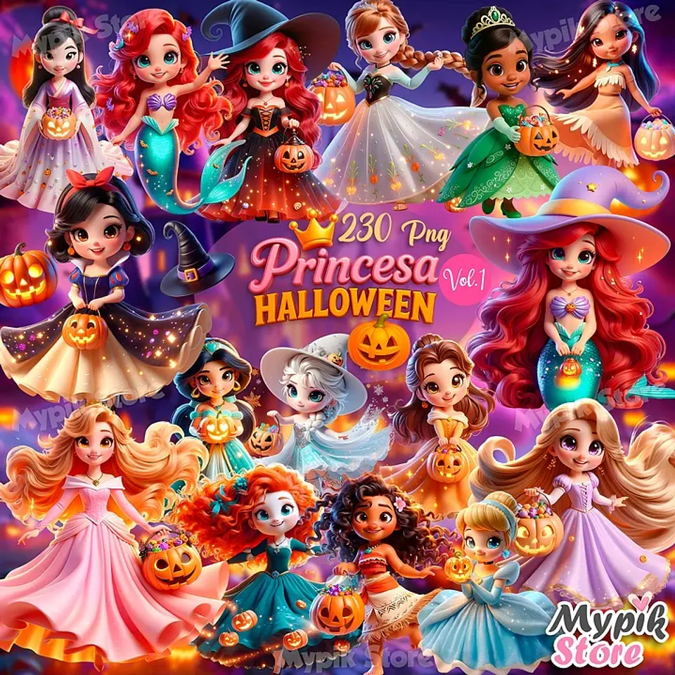 Kit Digital Princesas Disney Halloween Cute 1 1