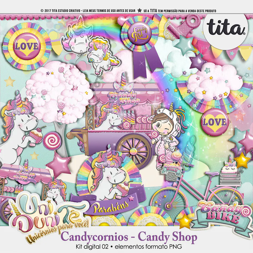 Kit Digital Unicórnios Candycornios 278 1