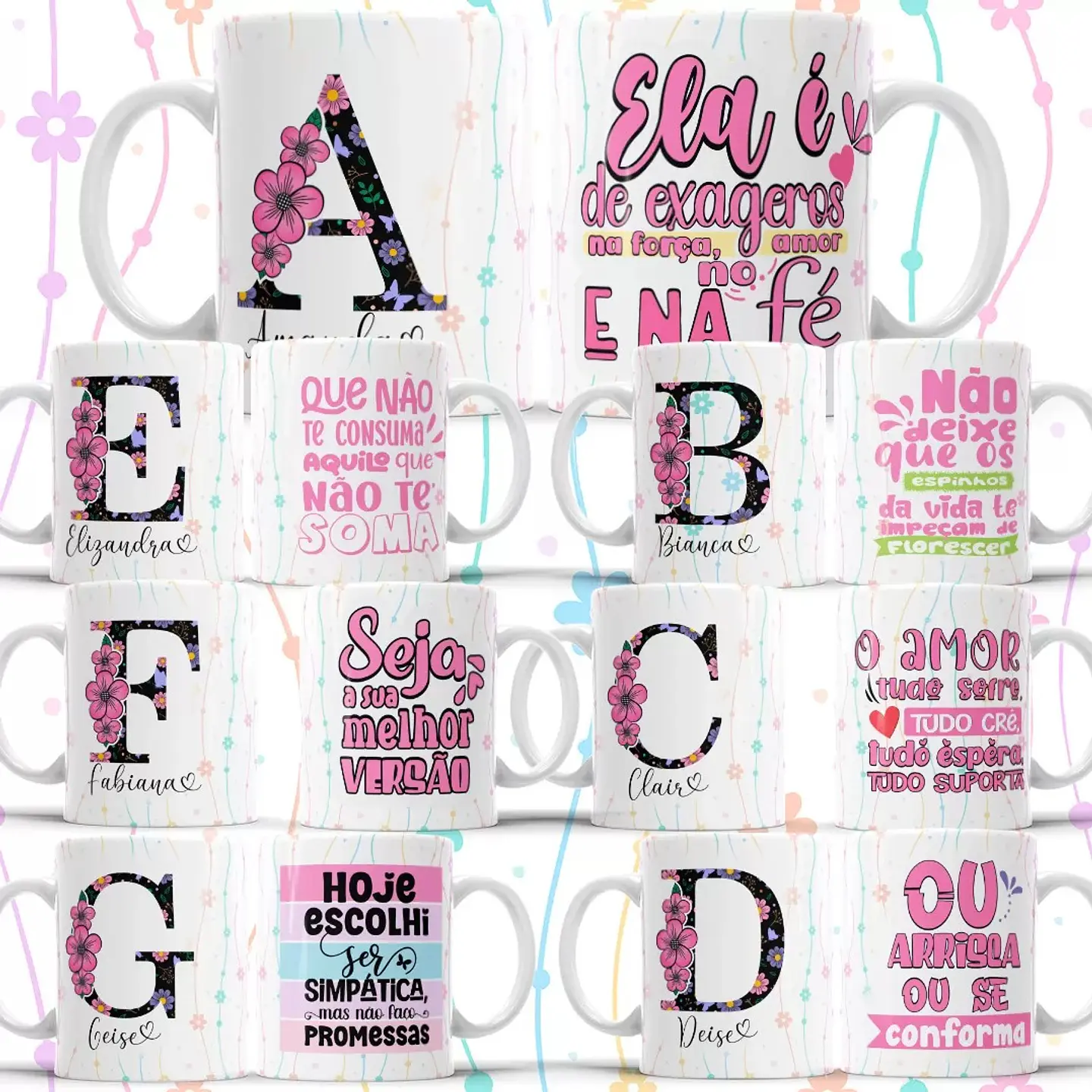 Sublimação - Caneca Alfabeto Frases 1