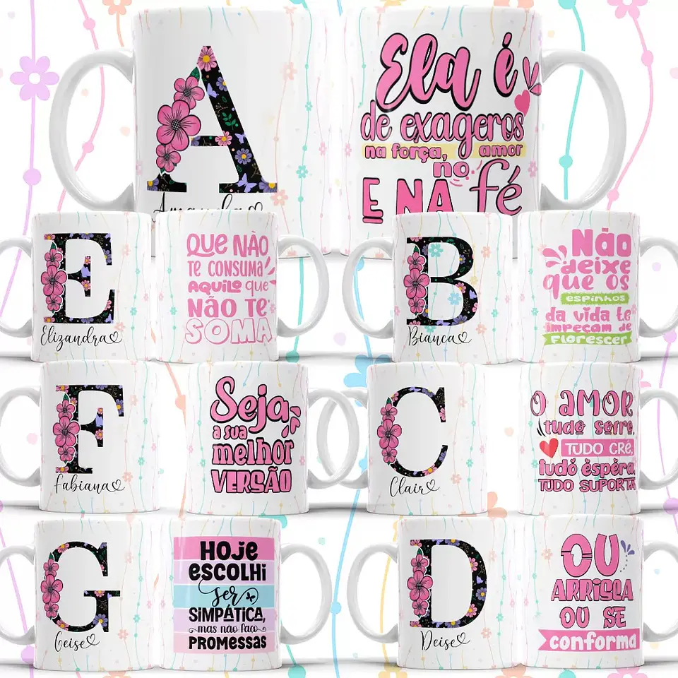 Sublimação - Caneca Alfabeto Frases 1