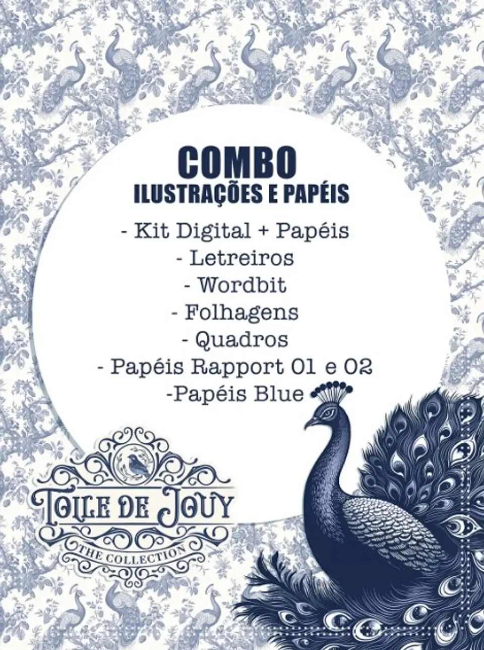 Kit Digital Toile de Jouy Combo Ilustrações e Papéis 274 1