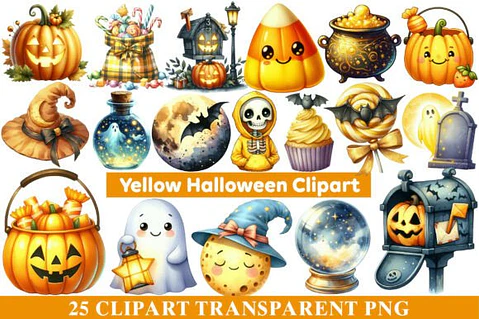 Kit Digital Halloween Amarelo 5