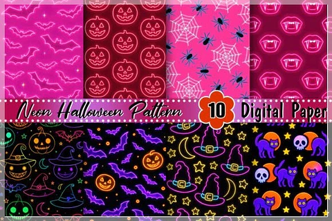 Kit Digital Pink Purple Neon Halloween 7