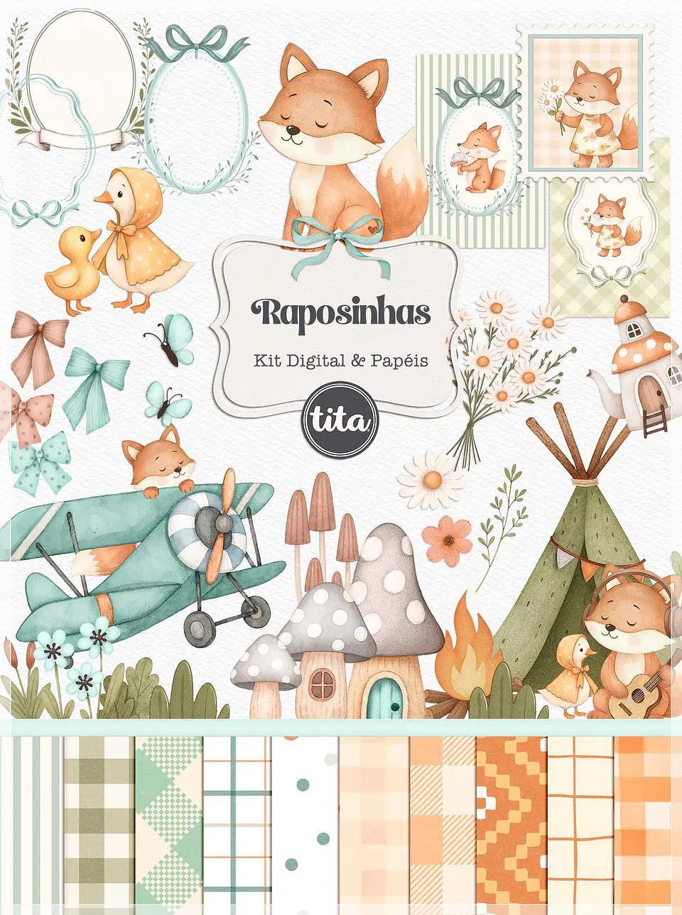Kit Digital Raposinhas Combo Ilust 260 1