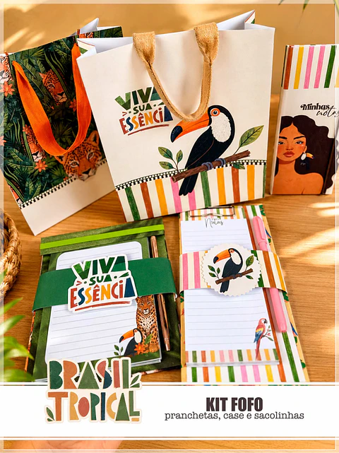 Encadernação - Mimos Brasil Tropical ( Case Blocado , Pranchetas e Sacolas)