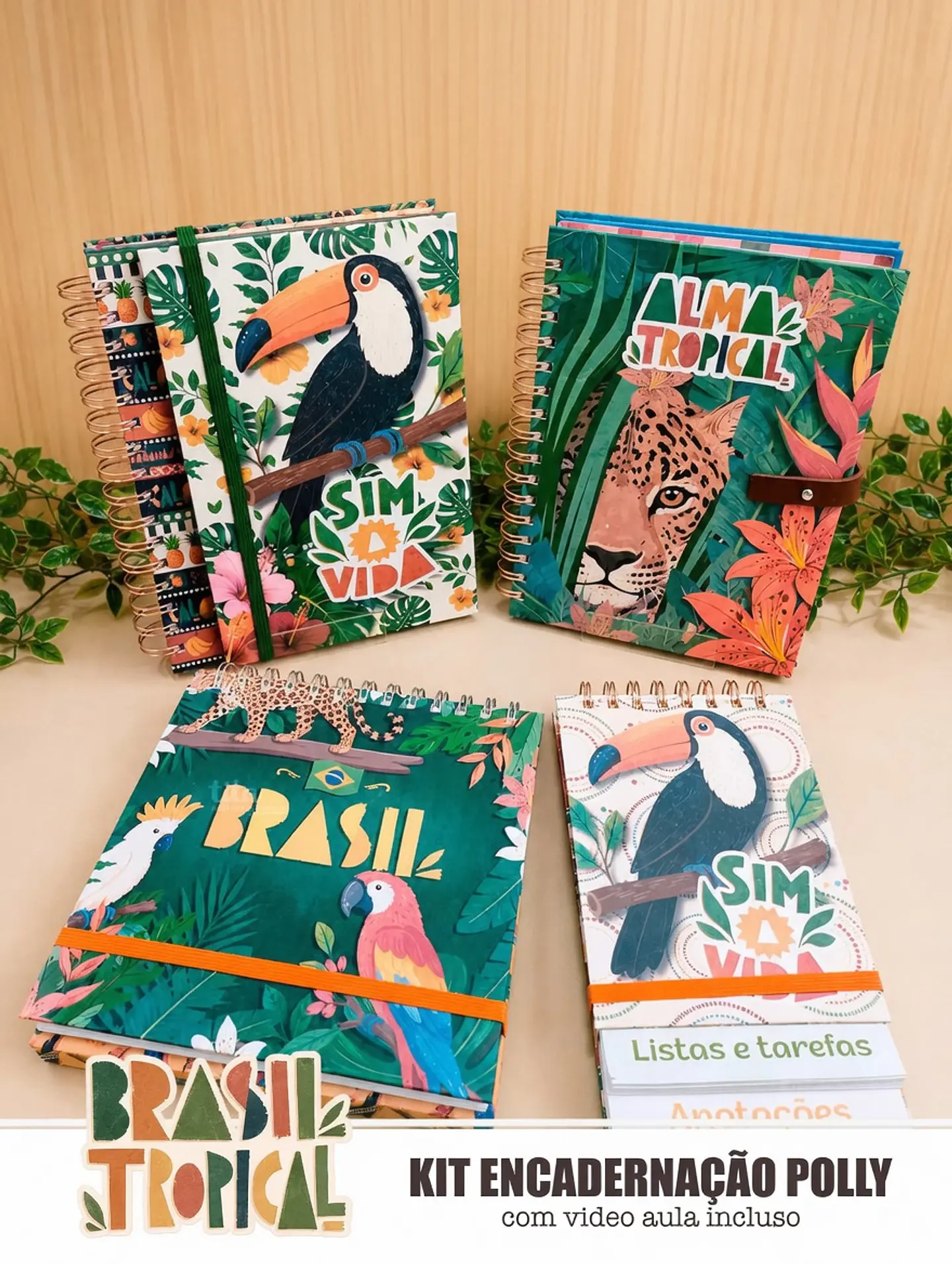 Encadernação - Coleção Brasil Tropical Especial Bloco Square, Caderno 2x1 e Planner Diario 1