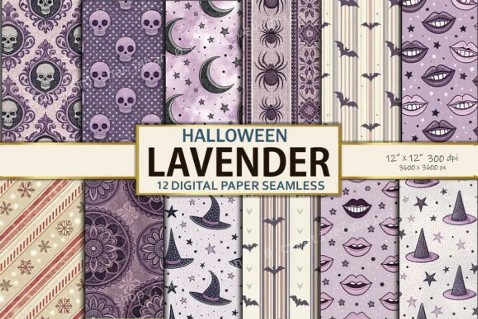 Kit Digital Lavender Halloween Digital Paper 3 1