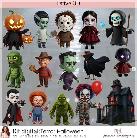 Kit Digital Terror Halloween 3d 16