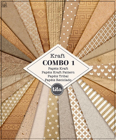 Kit Digital Papéis Texturas Combo 01 Kraft 241