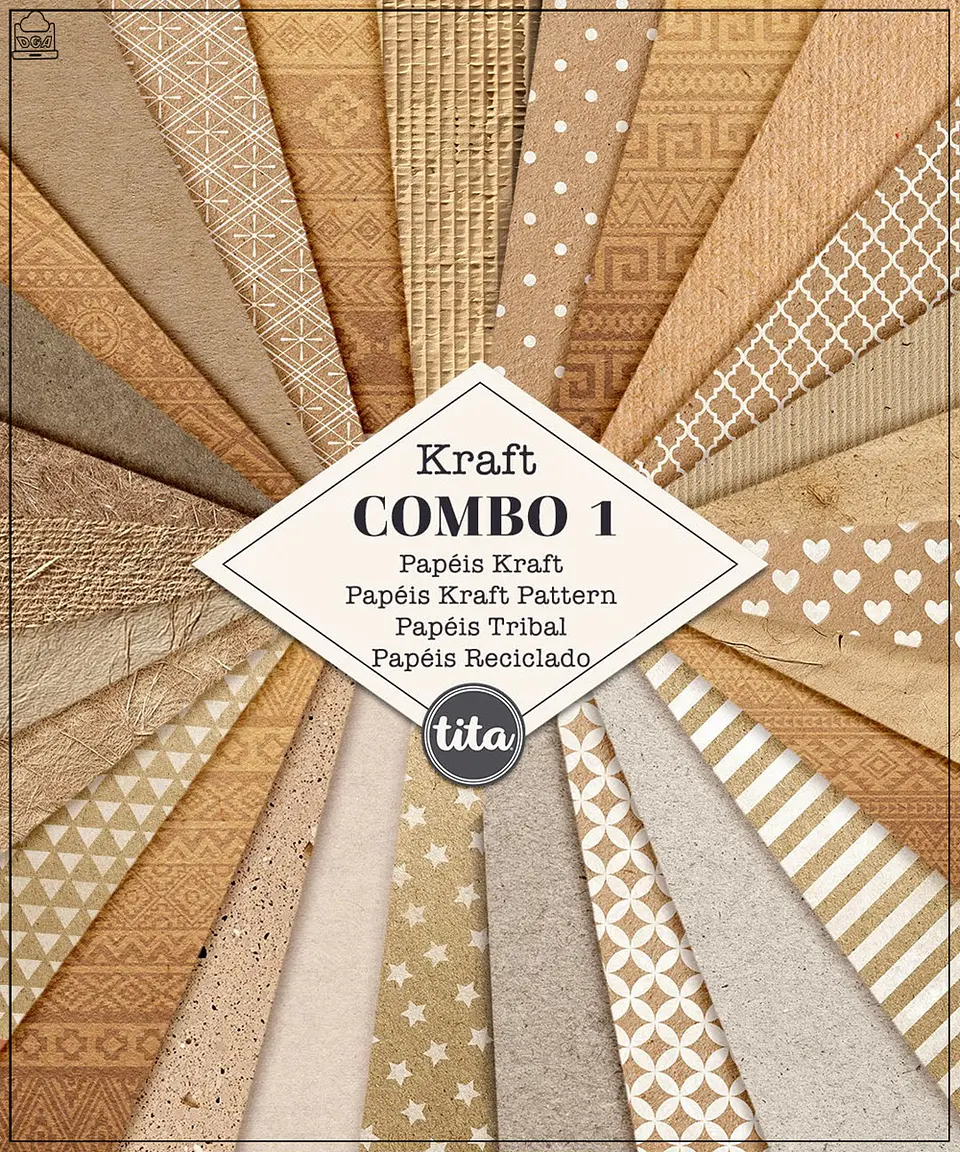 Kit Digital Papéis Texturas Combo 01 Kraft 241 1