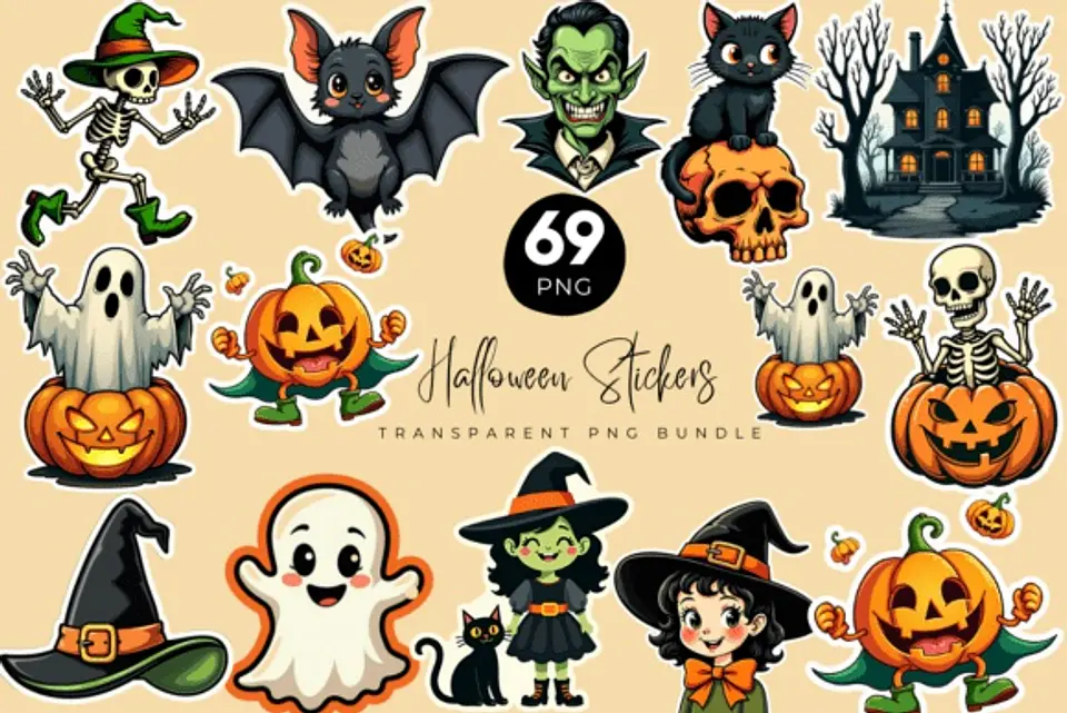 Kit Digital Halloween Stickers 3 1