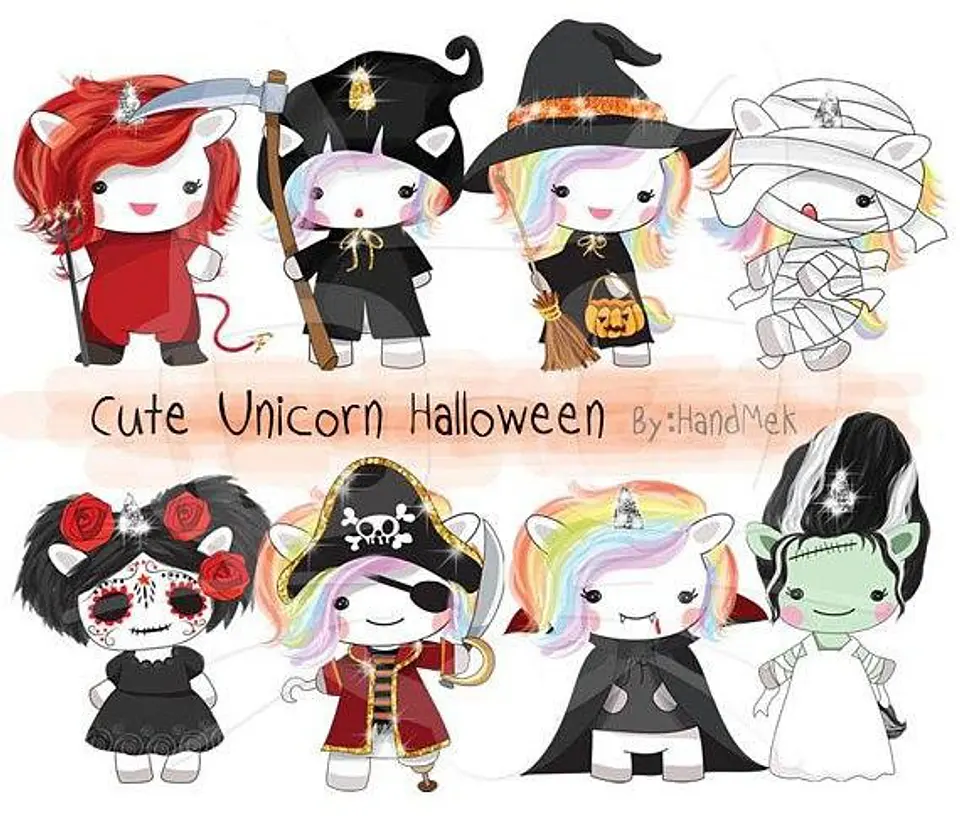 Kit Digital Cute Unicorn Halloween 8 1