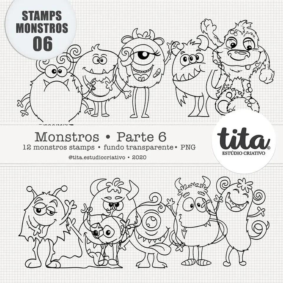 Kit Digital Monstros Parte 06 (Stamps P Colorir) 196 1