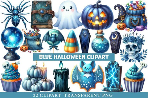 Kit Digital Halloween Azul 6