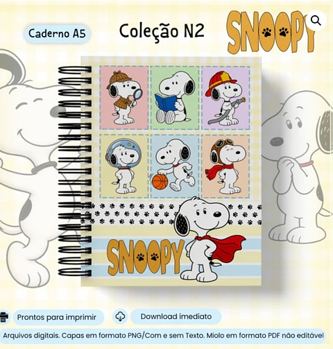 Encadernação - Caderno A5 Colecão Snoopy N2