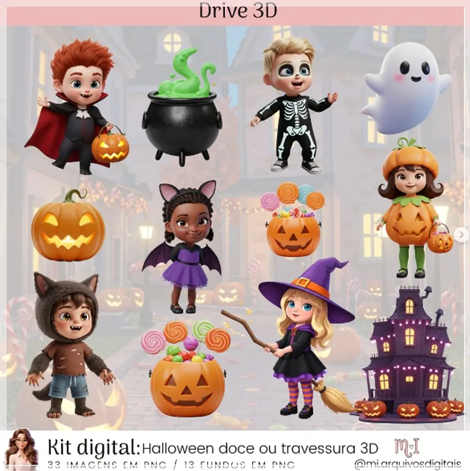 Kit Digital Halloween Doce Ou Travessura 3d 6 1