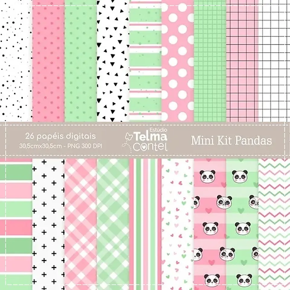 Kit Digital Papeis Panda 14 1