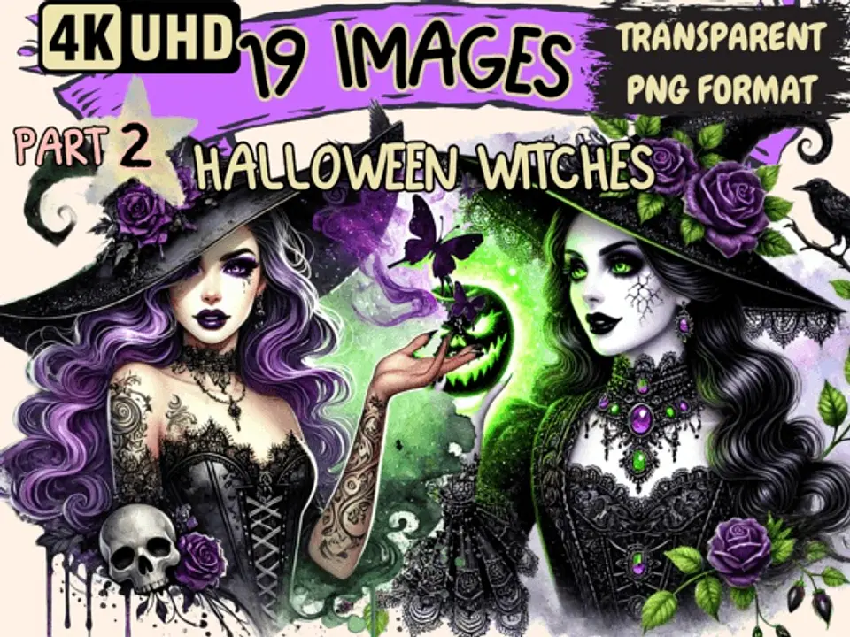 Kit Digital Halloween Witches Clipart P2 19 1