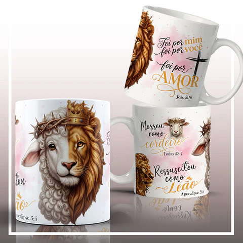 Sublimação - Caneca Cordeiro e Leão