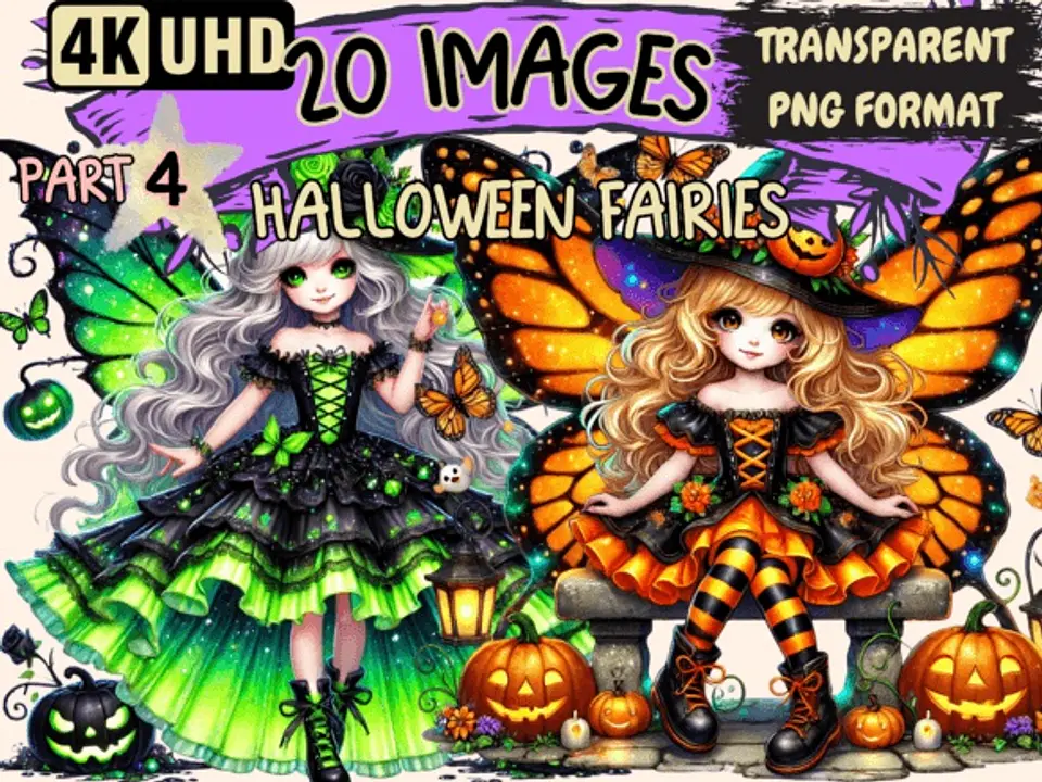 Kit Digital Halloween Fairies Clipart P4 15 1