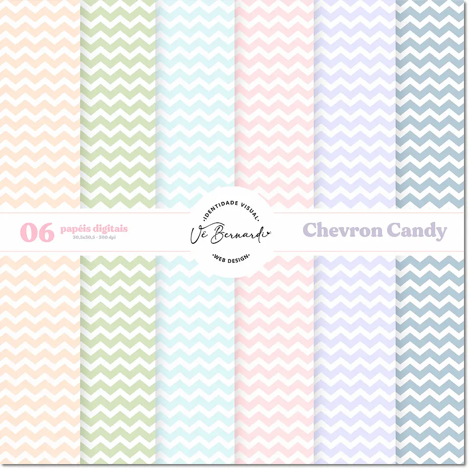 Kit Digital Papéis Chevron Candy 8 1