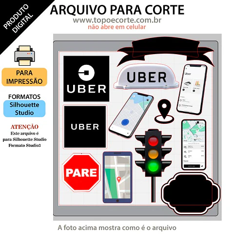 Arquivo de Corte Topo de Bolo Uber 1