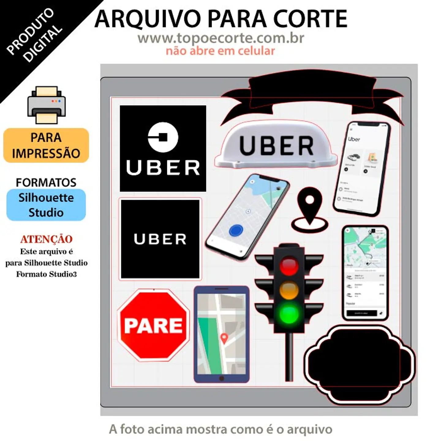 Arquivo de Corte Topo de Bolo Uber 1 1
