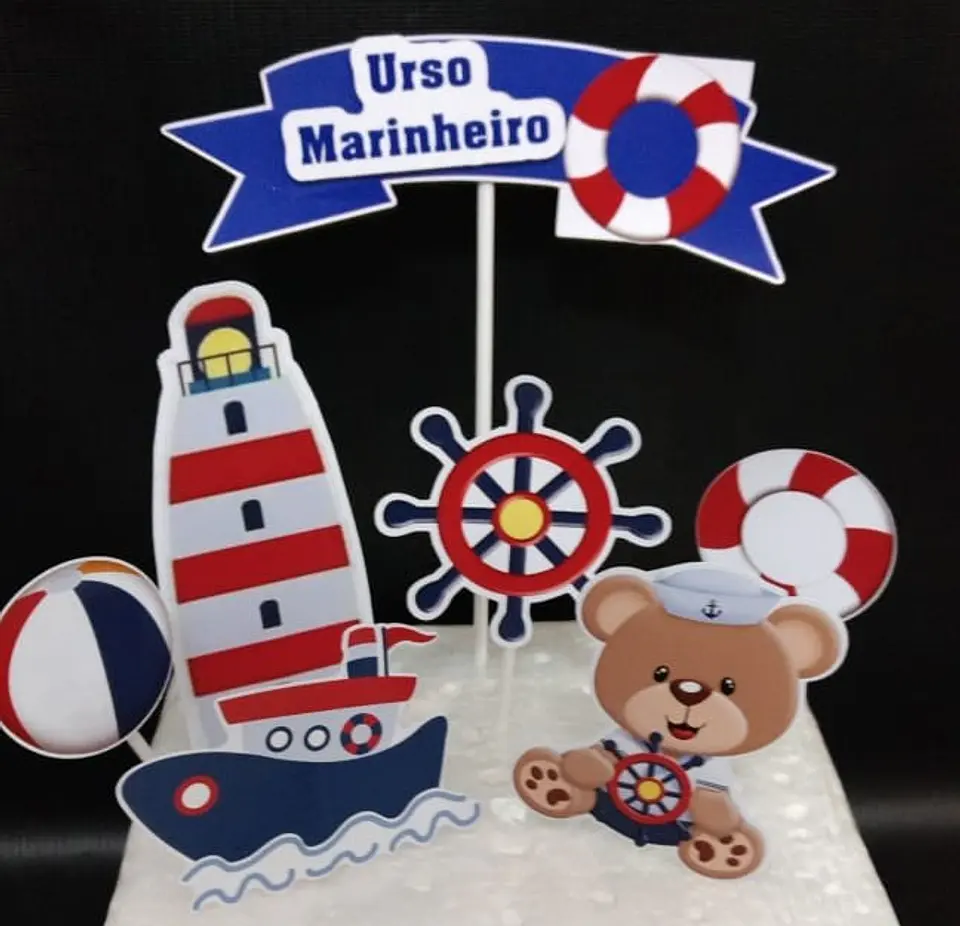 Arquivo de Corte Topo de Bolo Ursinho Marinheiro 5 1