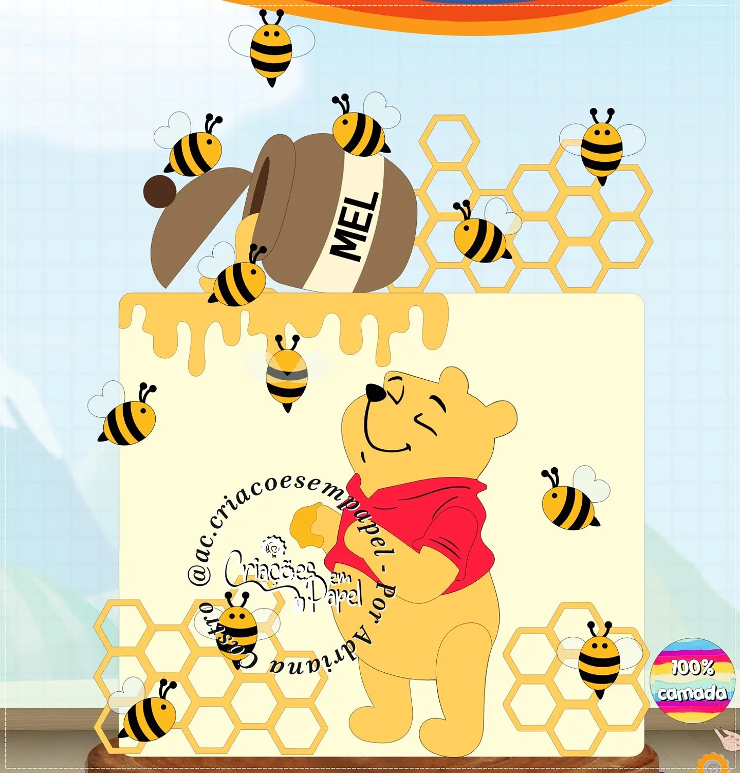 Arquivo de Corte Topo de Bolo Ursinho Pooh 30 1