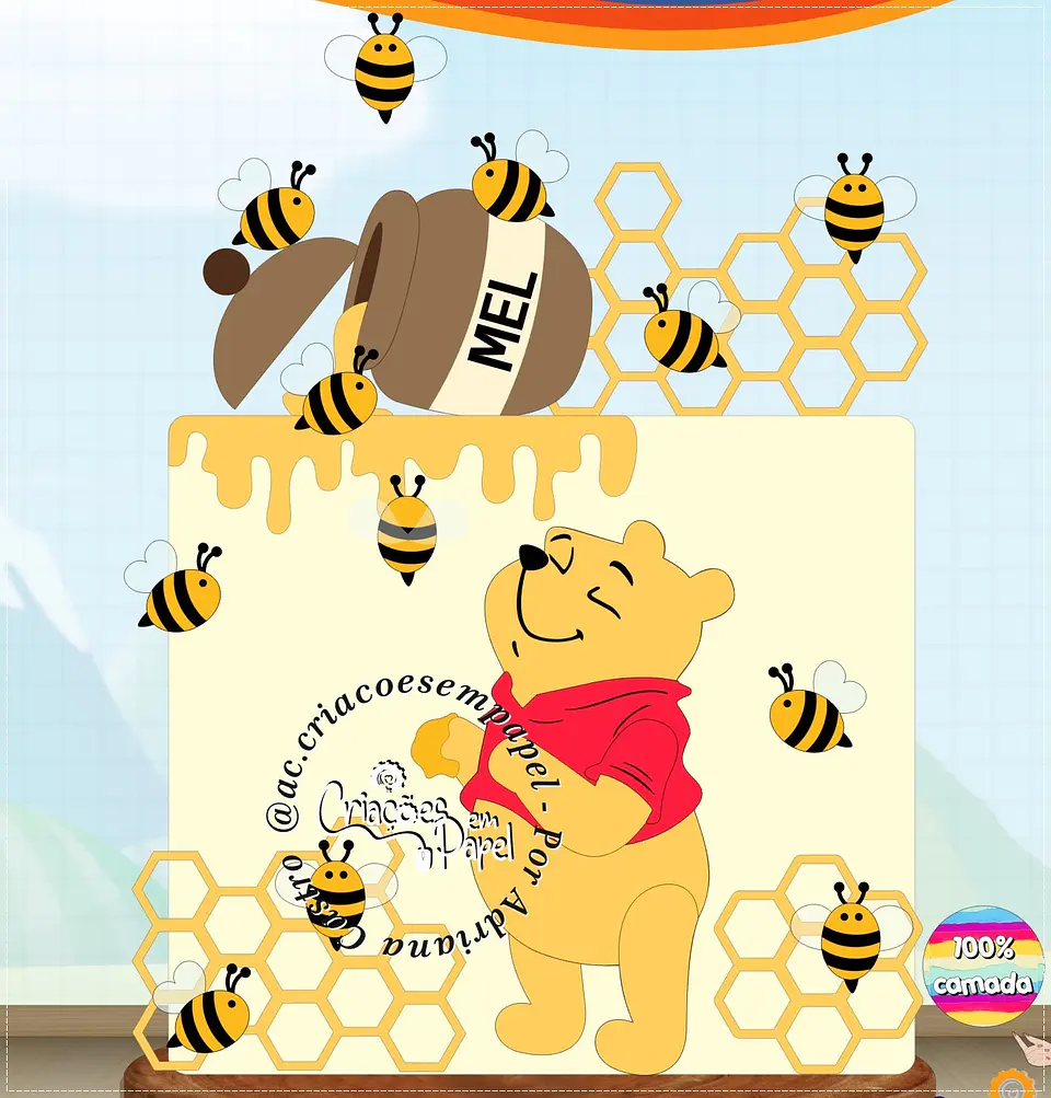 Arquivo de Corte Topo de Bolo Ursinho Pooh 30 1