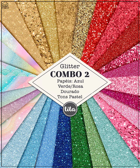 Kit Digital Papéis Texturas Combo 02 Glitter 242